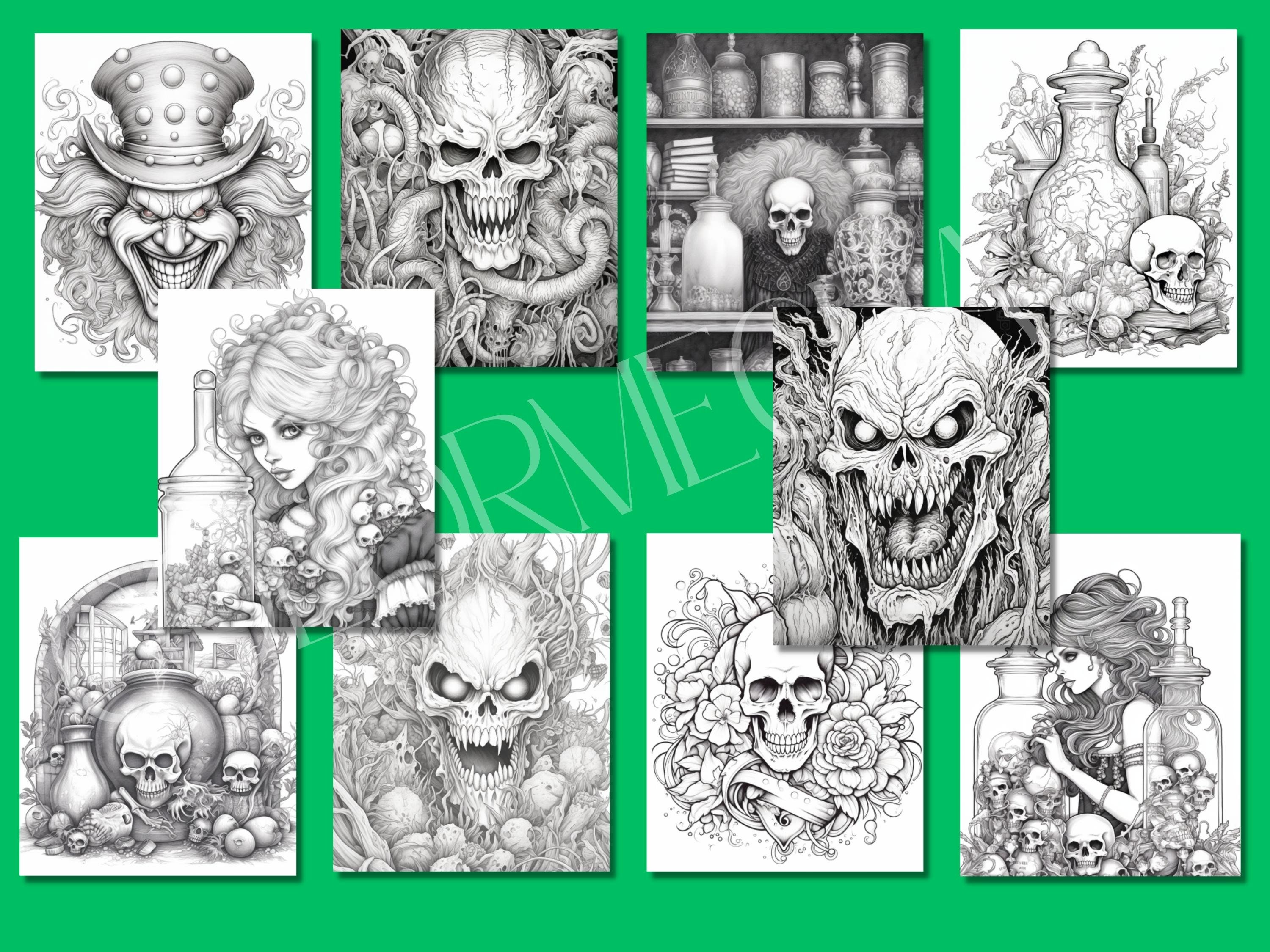 165 Adult Halloween Coloring Book Pages/teen Colouring - Etsy