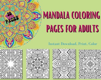 30 Mandala Printable pdf Coloring Book Pages For Adults/Colouring Patterns for Adults/Relaxing Coloring for Adults Sheets/Mental Health Set