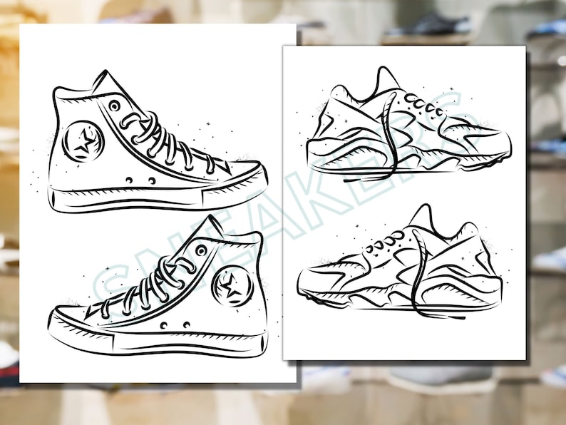 30 Sneaker Printable Pdf Coloring Book Pages/trainer Printable