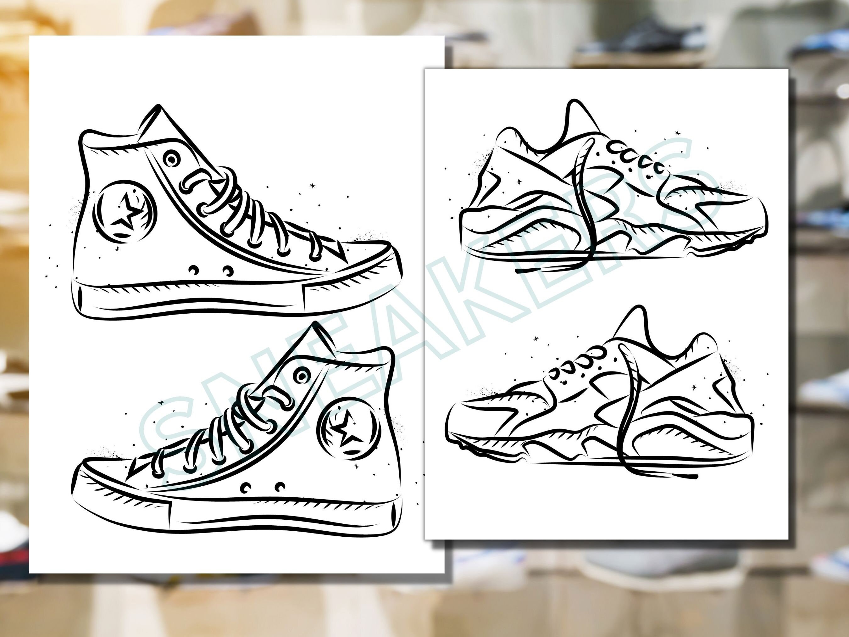 30 Sneaker Printable Pdf Coloring Book Pages/trainer Printable