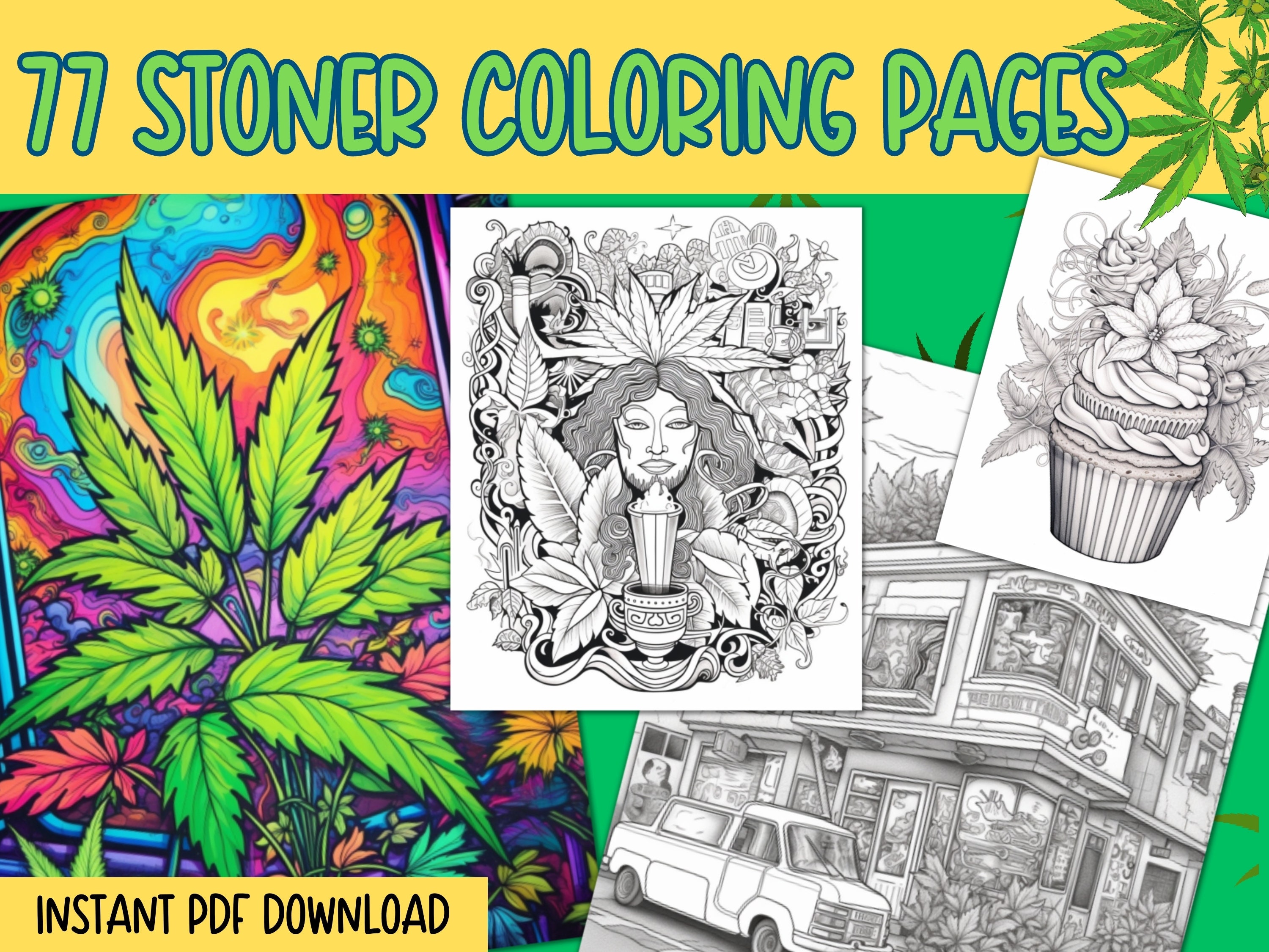  Stoner Coloring Book: Psychedelic and Weed Coloring books for  Adults Relaxation. High Coloring Books For Adult. Anxiety Relief Trippy  Coloring Pages. , Midnight Stoned Coloring Book for Adults
