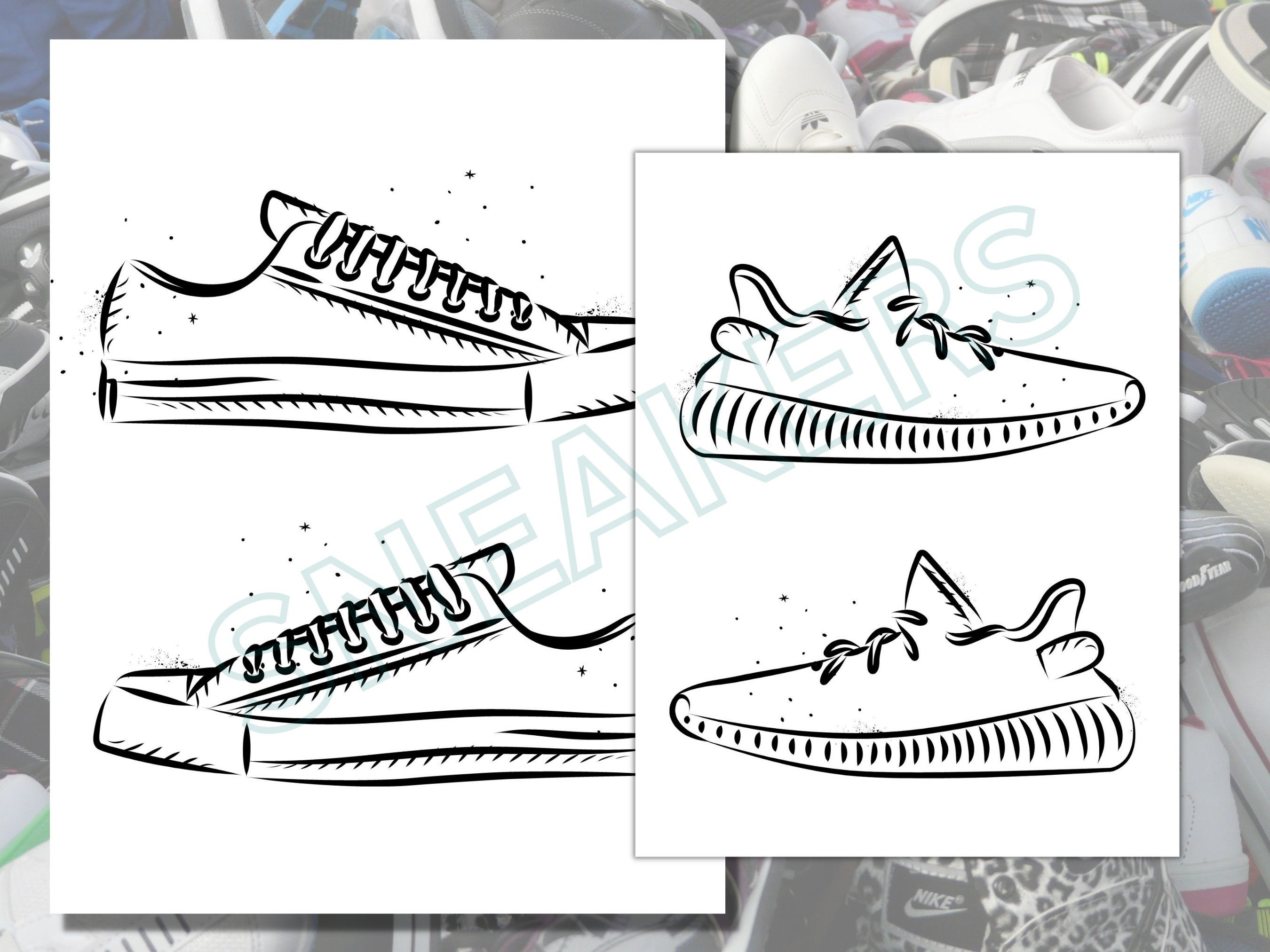 30 Sneaker Printable Pdf Coloring Book Pages/trainer Printable ...