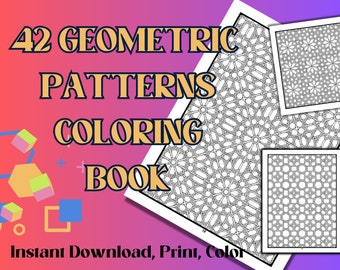 42 Geometric Printable pdf Coloring Book Pages/Pattern Coloring Book Pages/Adult Coloring Book Sheets/Mental Health Activity Pack/Relaxation