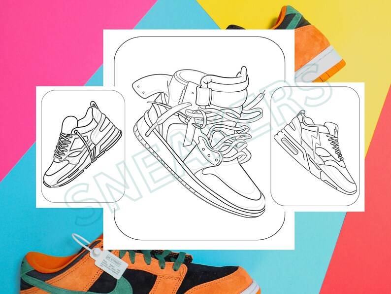 30 Sneaker Printable Pdf Coloring Book Pages/trainer Printable ...