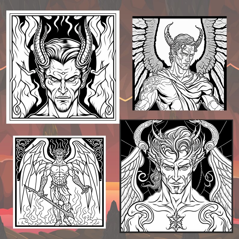 20 Page Demon Devil Printable Coloring Pdf Pages for Adults/gothic