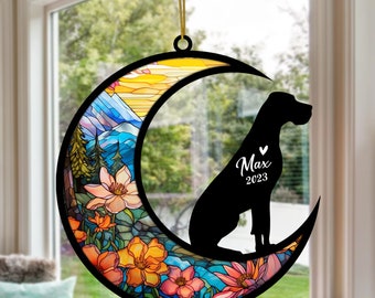 Personalized Great Dane Memorial Suncatcher,  Pet Loss Sympathy, Rememberance and Bereavement Gift Ornament