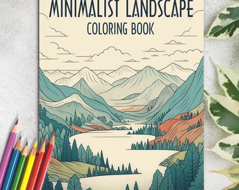 Minimalist Landscape  Spiral Bound Coloring Book | 30 Tranquil Coloring Pages for Boho Enthusiasts to Unleash Their Creative Expression