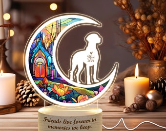 Personalized Vizsla Dog Led Sign Wooden Base Memorial Night Light, Pet Loss Sympathy Memorial Gift, LED Decor, Gift for Pets.