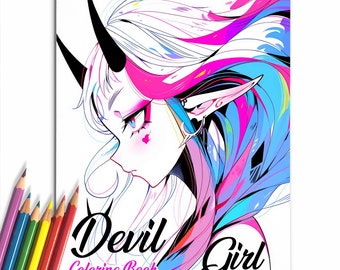 Devil Girl Spiral Bound Coloring Book | Explore 30 Spellbinding Coloring Pages, Celebrating the Beauty and Intrigue of Anime Devil Girls