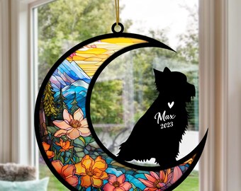 Personalized Yorkshire Terrier Dog Memorial Suncatcher,  Pet Loss Sympathy, Rememberance and Bereavement Gift Ornament