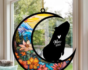 Personalized Guinea Pig Memorial Suncatcher, Pet Loss Sympathy, Rememberance and Bereavement Gift Ornament Decoration