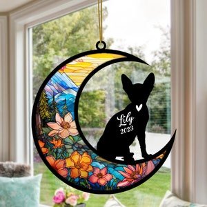 Personalized Sphynx Cat Memorial Suncatcher, Pet Loss Sympathy, Rememberance and Bereavement Gift Ornament Decoration