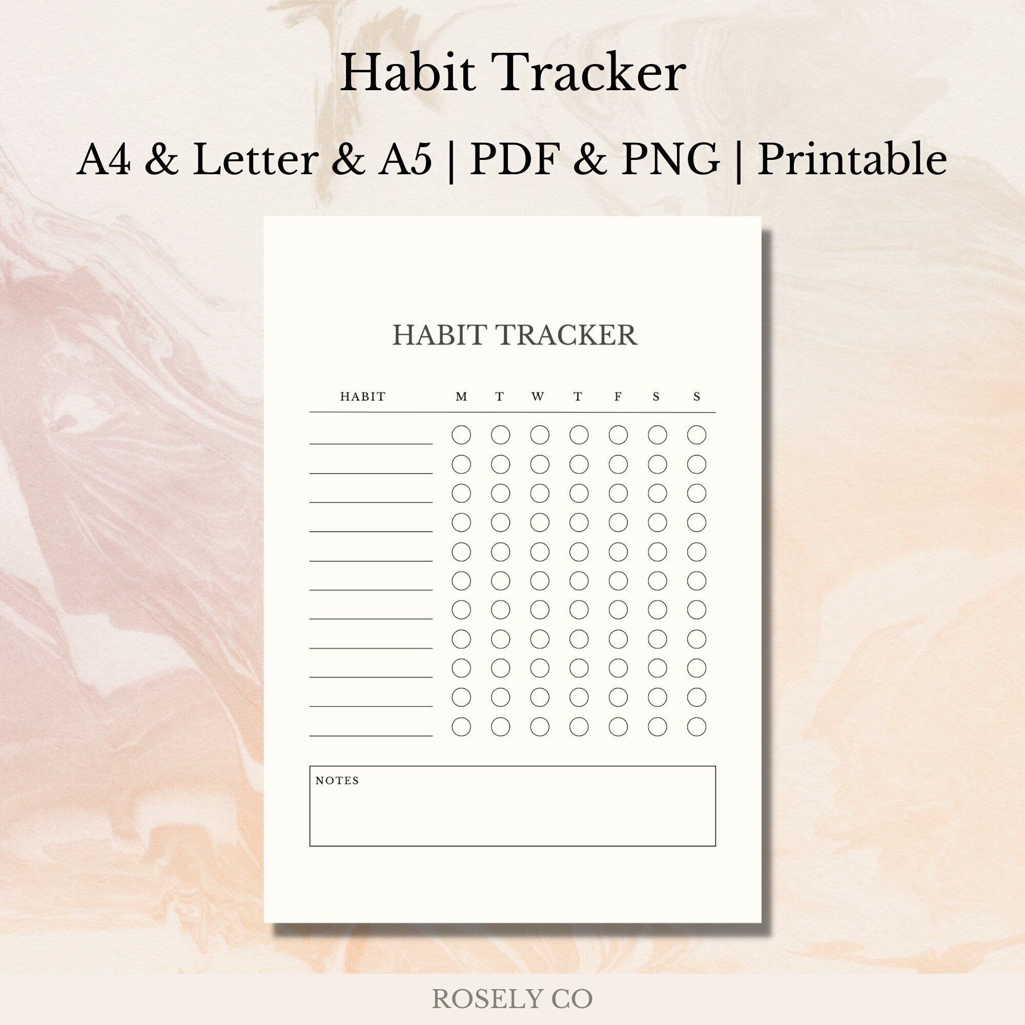 Printable Minimalist Daily Habit Tracker Printable/everyday Habit ...