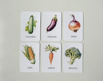 Vegetable Cards for Children: 28 Printable Flashcards (Digital Download)