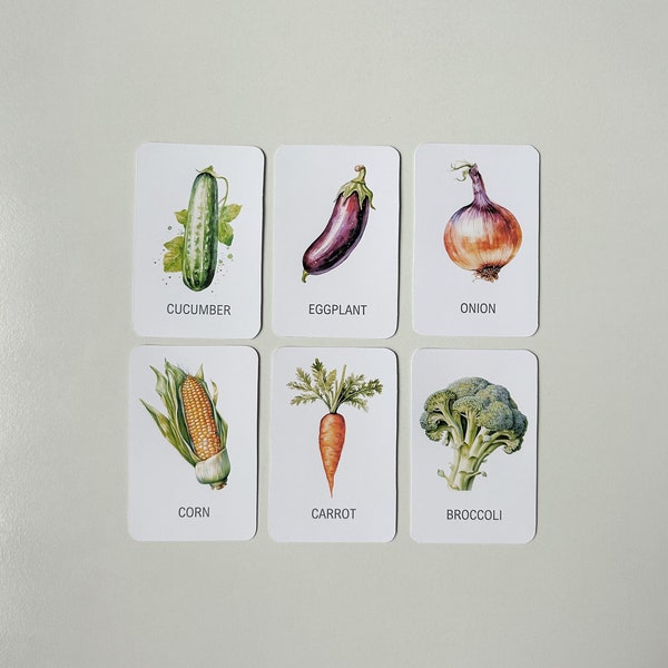 28 Vegetable Flashcards Printable, Educational Resource, Child Wellbeing, Healthy Eating, Everyday Foods, Nutritional Information for Kids