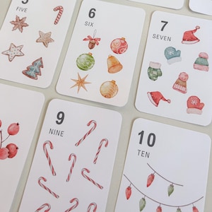 Cartões de Natal com Números de 1 a 10 para Imprimir, Aprenda a Contar Crianças, Recurso de Numeramento Inicial, Atividade de Matemática para Crianças, Noção Numérica, Feriado, Natal