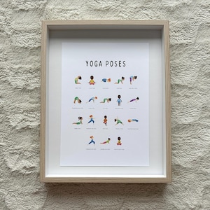 Afdrukbare yogaposter voor kinderen, kinderbeweging voor mindfulness, lichamelijke opvoeding, yogaflow