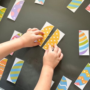 15 tarjetas imprimibles con patrones de huevos de Pascua, tarjetas didácticas con rompecabezas de Pascua, aritmética temprana, actividad de transición al cuidado infantil, juego de Pascua