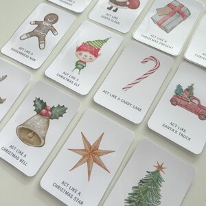 12 kart CHRISTMAS Charades do wydrukowania dla dzieci, gra świąteczna dla dzieci i rodziny, aktywność w okresie świątecznym, świąteczny, gry świąteczne, Święty Mikołaj