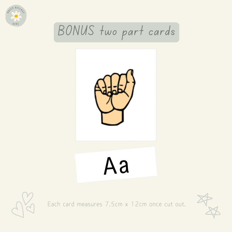 ASL Alphabet Flashcards Printable, Learn American Sign Language