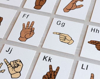 Cartes mémoire de l&#39;alphabet ASL imprimables, apprendre l&#39;alphabet américain en langue des signes, orthographe digitale, ASL pour débutants, ressource pour la classe