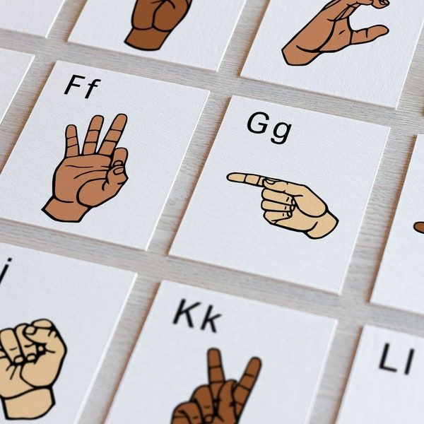 ASL Alphabet Flashcards Printable, Learn American Sign Language Alphabet, Fingerspelling, ASL for Beginners, Classroom Resource