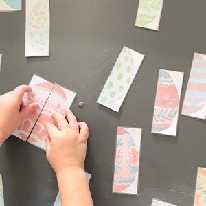 15 cartões correspondentes com padrão de ovo de Páscoa para impressão em aquarela, flashcards de quebra-cabeça de Páscoa, numeramento inicial, atividade de transição de cuidados infantis, jogo