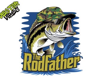 Rodfather-designen för abborrfiske | Fiskare PNG (digital nedladdning)