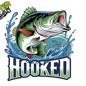 Hooked Fishing SVG| Large Mouth Bass | Bass Fishing | Fishing Sublimation PNG | Fisherman Digital Download