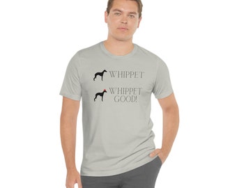 Funny T shirt! Whippet play on words for dog lovers and Devo fans alike!  Devo's hit, "Whip It". Meme name mashup Tee. Whippet owner. Gift