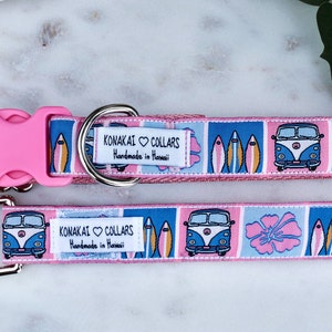 Maui Bound Dog Collar / Leash, Hawaiian, Surf, Floral Themed