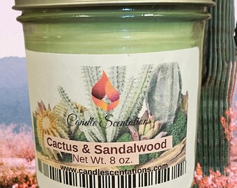 Candela al cactus e sandalo da 8 once
