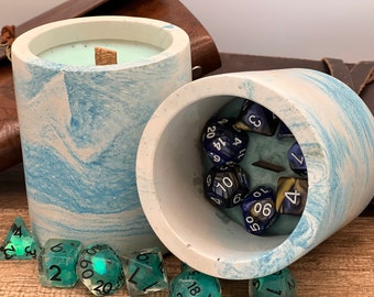 DnD Scented Candle, Full DnD Mystery Dice Set, Dungeons and Dragons Dice Set, DM Gift, D20 Dice, Dungeon Master, Hand Poured, Soy Candle