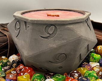 D20 Dice Scented Candle 14oz, Dungeons and Dragons, Roleplay Dice, Gift For Geek, Modern Candle, Wood Wick, Hand Poured, Dungeon Master