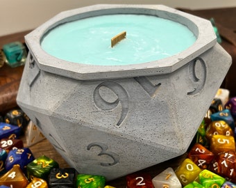 14oz DnD D20 Candle Scented, Dungeons and Dragons, Roleplay Dice, Gift For Geek, Modern Candle, Wood Wick, Hand Poured, Dungeon Master