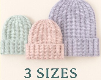Easy Crochet Ribbed Beanie Pattern PDF, 3 Sizes Included – Toddler, Child & Adult