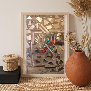 Abstract Mosaic Butterfly Wall Art Print Colorful Geometric Collage Mixed Media Style Digital Download Modern Home Decor Unique Abstract Art