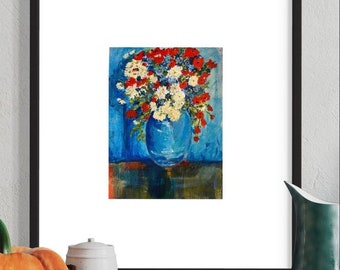 Peinture florale contemporaine