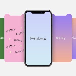 Phone Wallpaper Relax Simple Positive Affirmation Reminder Quote Wellness 5 Pack Digital Download
