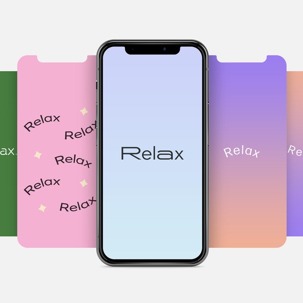 Phone Wallpaper Relax Simple Positive Affirmation Reminder Quote Wellness 5 Pack Digital Download