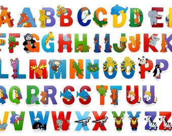 Wooden Jungle Animal Alphabet Letters Personalised Bedroom Wall Door Name