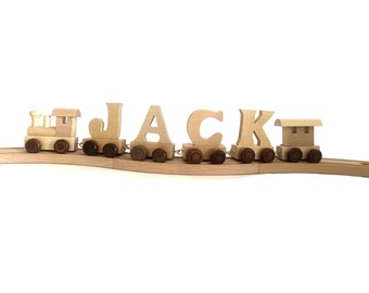 Personalized Natural Wooden Name Puzzle, Perfect Gifts for Kids, Wooden Alphabet Train Toy, Personalized Baby Toddler Gift