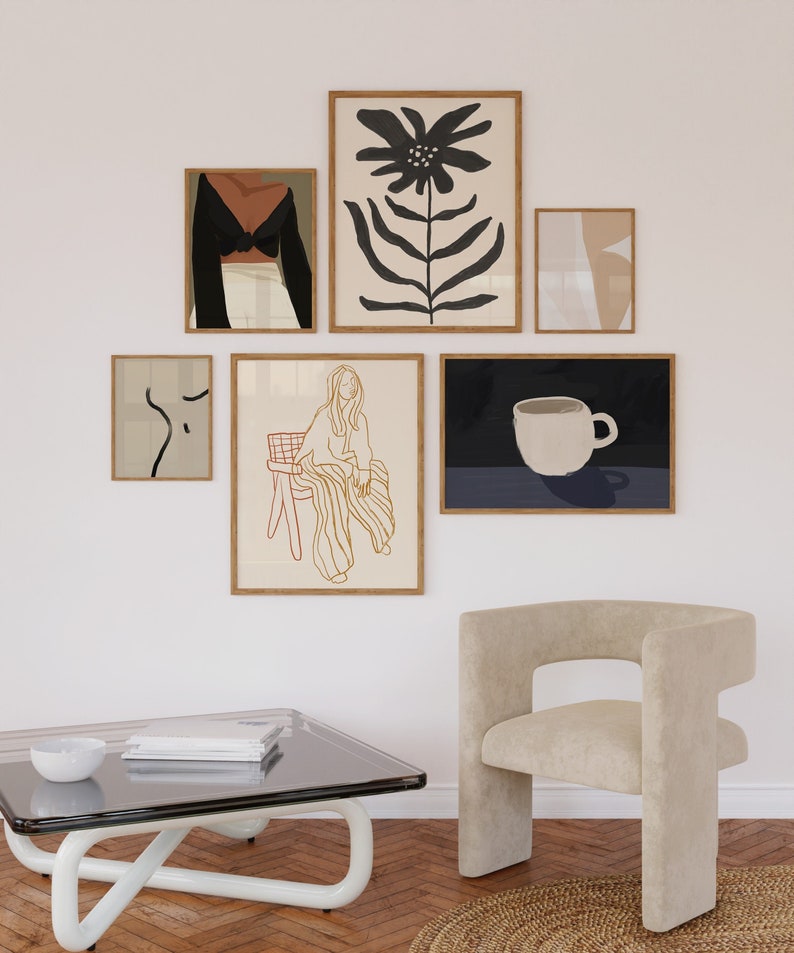Neutral Gallery Wall Set, Printable Modern Gallery Wall Art Set, Scandinavian Decor, Minimalist
