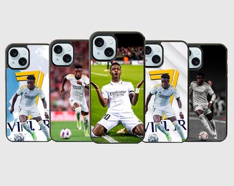 Étui pour téléphone inspiré de Vini Jr., étui pour iPhone Real Madrid, cadeau pour lui, cadeau pour fan de football, étui pour iPhone 15 14 13 12 11 X XR