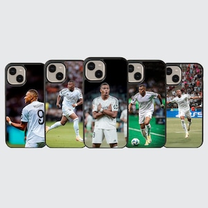 Coque de portable football Mbappé, coque Real Madrid FC pour iPhone 16 15 14 13 12 11 X XR SE Samsung S24 S23 S22 S21 S20 A55 A54 A53 A52 A14