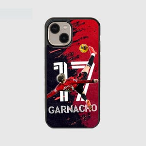Garnnacho Football Handyhülle ManheimUnited, Red Devils case für iPhone 7 8 SE 2020 X XR 11 12 13 14 15 Samsung A13 A14 A33 A54 S22 S23
