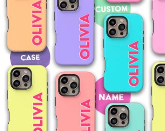 Custom name phone case / Personalized neon color name case / Cute custom name case / Custom casse for iPhone 17 16 15 14 13 12 11 SE X XR