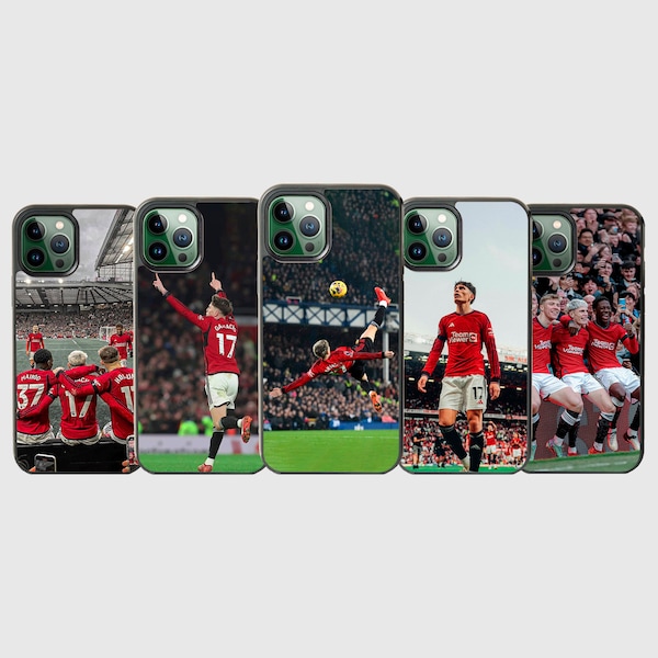 Funda de iPhone de fútbol Garnacho, funda de galaxia Manchester United Samsung, funda de teléfono Red Devils para iPhone 15 14 13 12 11 7 8 SE X XR Samsung..