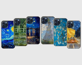 Coque de portable artistique, coque de portable artistique emblématique de Claude Monet, coque esthétique de Van Gogh, coque de peinture adaptée à l'iPhone 15 14 13 12 11 X XR 7 8 SE