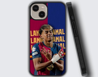 Funda de teléfono Lamine Yamal Football, regalo para aficionados al fútbol, funda de teléfono para fans del Barça para iPhone 17, 16, 15, 14, 13, 12 y 11, Samsung S25, S24, S23, S22 y S21